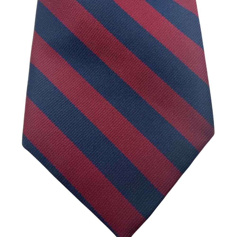 Donna Karan Mens Red Navy Striped Silk Tie 58" Business Old Money